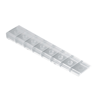 Furniture levelling wedge for snapping off, 8 x 20 x 100 mm, plastic, transparent
