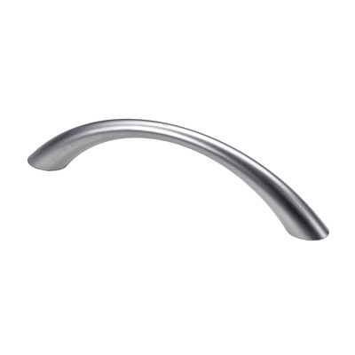 Poignée de meuble, ◘──◘ 96 mm, 112,5 x 10 x 26,5 mm, Zamak, aspect aluminium