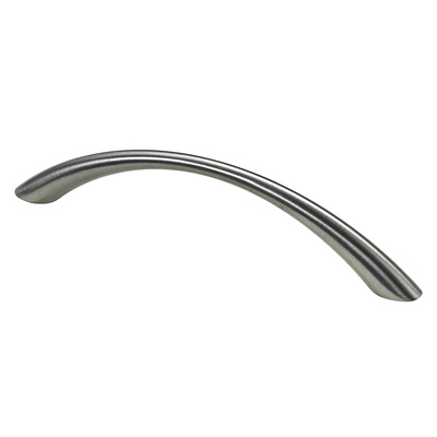Poignée de meuble, ◘──◘ 128 mm, 145 x 11,5 x 30 mm, Zamak, Aspect inox