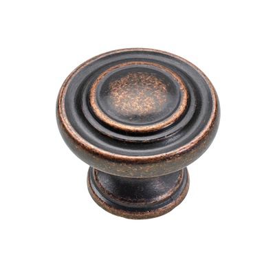 Möbelknopf, Ø 25 x 20 mm, Zinkdruckguss, brüniert, Kupfer Optik