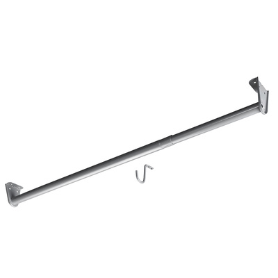 Tube de penderie, réglable, Ø 26 x 650 - 1200 mm, Acier, gris argent