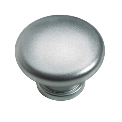 Furniture knob, Ø 40 x 29 mm, plastic, aluminium look