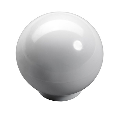 Bouton de meuble, Ø 30 x 31 mm, Plastique, blanc