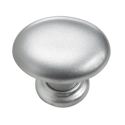 Bouton de meuble, Ø 34 x 27 mm, Plastique, aspect aluminium
