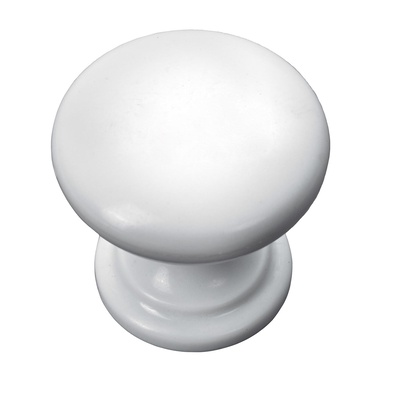 Bouton de meuble, Ø 25 x 23 mm, Plastique, blanc