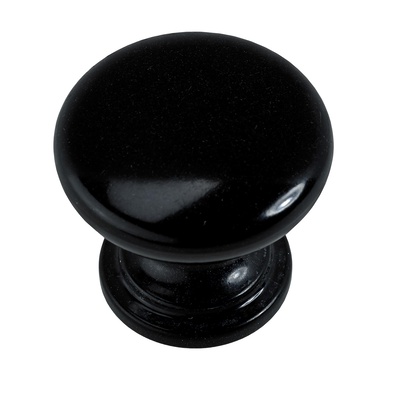 Bouton de meuble, Ø 25 x 23 mm, Plastique, noir
