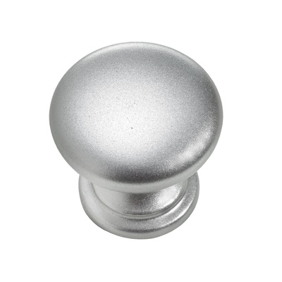 Bouton de meuble, Ø 25 x 23 mm, Plastique, aspect aluminium
