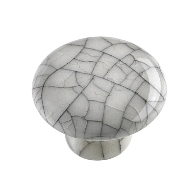 Bouton de meuble, Ø 38 x 28 mm, Céramique, blanc
