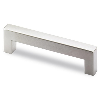 Furniture Handle, ◘──◘ 96 mm, 111 x 14 x 40 mm, stainless steel, brushed
