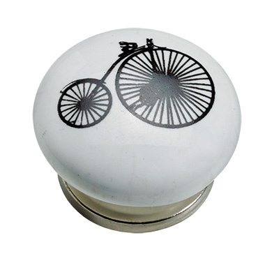 Bouton de meuble, Céramique, Acier, Zamak, chromé, blanc