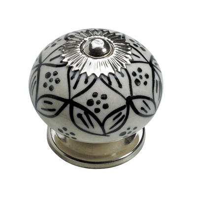 Bouton de meuble, Céramique, Acier, Zamak, chromé, blanc, noir
