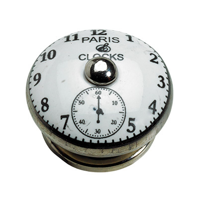 Bouton de meuble, Ø 38 x 27 mm, Céramique, Acier, Zamak, chromé