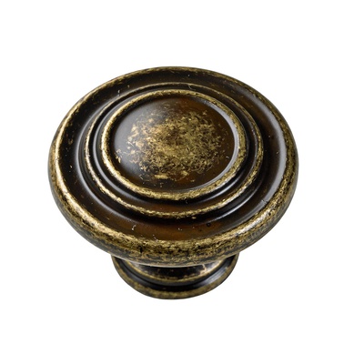 Möbelknopf, Ø 32 x 25 mm, Zinkdruckguss, vermessingt, brüniert