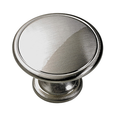 Furniture knob, Ø 45 x 35 mm, die-cast zinc, stainless steel look