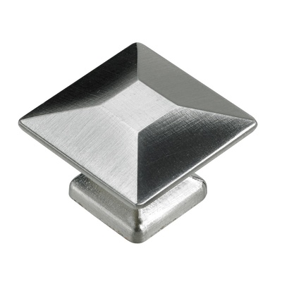 Furniture knob, 25 x 25 x 18 mm, die-cast zinc, stainless steel look