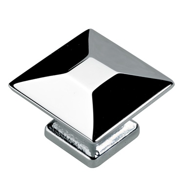 Furniture knob, 25 x 25 x 18 mm, die-cast zinc, chrome plated