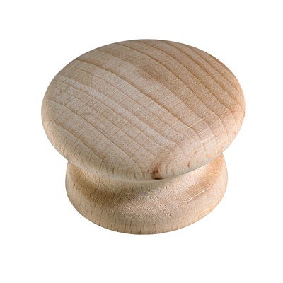 Furniture knob, Ø 44 x 29 mm, wood, beech, unfinished