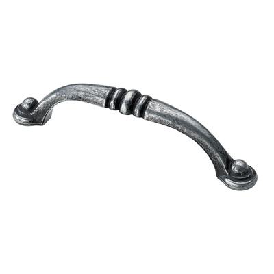 Furniture Handle, ◘──◘ 96 mm, 110 x 14 x 28 mm, die-cast zinc, burnished, silver coloured
