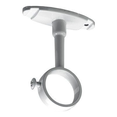 Support central de tube de penderie ronds, avec vis de fixation, Ø 25 mm, Zamak blanc