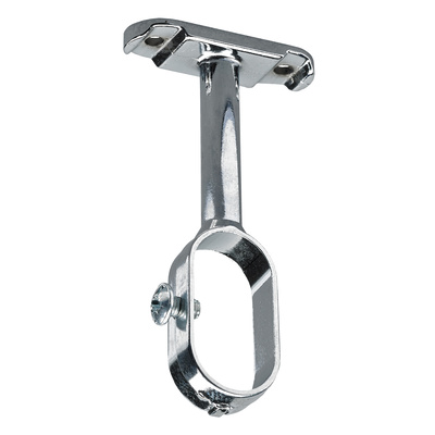 Support central de tube de penderie, oval, avec vis de fixation, Ø 15 / 30 mm, Zamak chromé