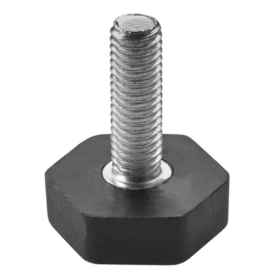 Adjusting screw to compensate uneven floors, M10 x Ø 30 mm, steel, plastic, galvanised, black