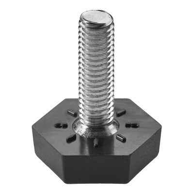 Adjusting screw to compensate uneven floors, M8 x Ø 30 mm, steel, plastic, galvanised, black