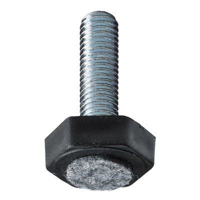 Bodenausgleichsschraube mit Filz, M10 x Ø 30 mm, Stahl, Kunststoff, synthetischer Filz, verzinkt, schwarz