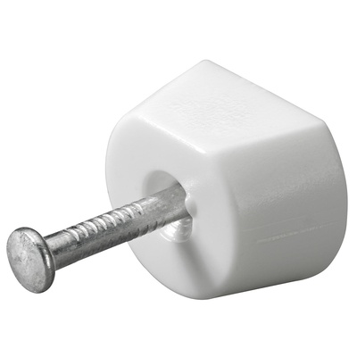 Bodenträger mit Nagelstift, 14,5 x 7,5 mm, Kunststoff, Stahl, weiß
