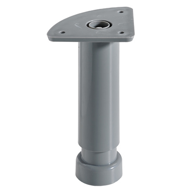 Vérin de réglage de pieds de socles, 130 - 180 x Ø 32 mm, Plastique, Gris