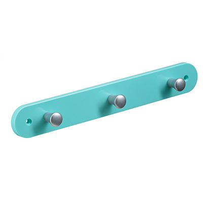 Clothes rail, 3 hooks, 280 x 40 x 30 mm, plastic mint green