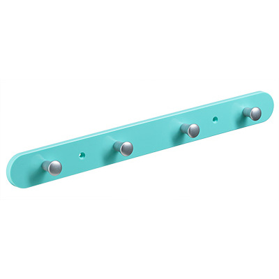 Clothes rail, 4 hooks, 380 x 40 x 30 mm, plastic mint green