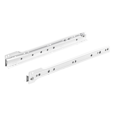 Rollschubführung Teilauszug, Nennlänge 300 mm, 12 kg, Stahl, pulverbeschichtet, weiß
