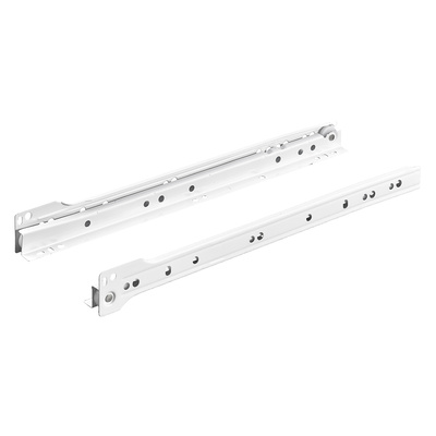 Rollschubführung Teilauszug, Nennlänge 350 mm, 12 kg, Stahl, pulverbeschichtet, weiß