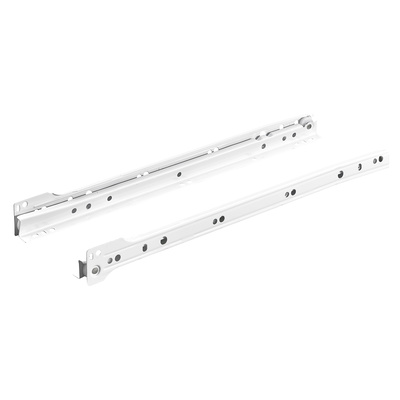Rollschubführung Teilauszug, Nennlänge 400 mm, 12 kg, Stahl, pulverbeschichtet, weiß