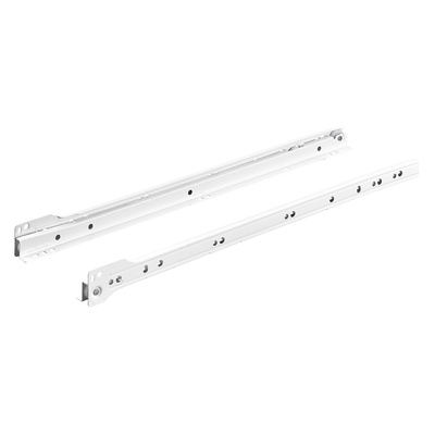 Rollschubführung Teilauszug, Nennlänge 450 mm, 12 kg, Stahl, pulverbeschichtet, weiß