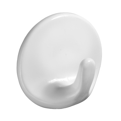 Hook, self adhesive, Ø 36 x 20 mm, plastic white