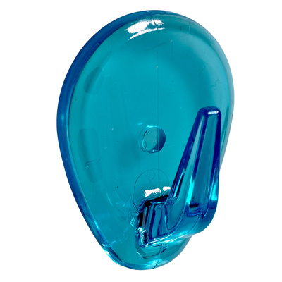 Hook, self adhesive, 30 x 38 x 22 mm, plastic blue