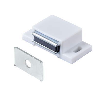 Loqueteaux magnétiques 4 kg, Contre-plaque rigide, 40 x 13 x 22 mm, blanc