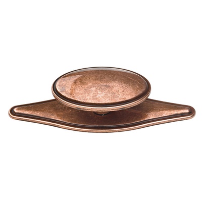 Bouton de meuble, 77 x 26 x 20 mm, Zamak, aspect cuivre