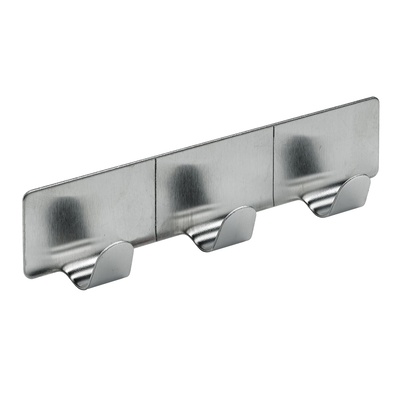 Hakenleiste selbstklebend, 3 Haken, 120 x 31 x 20 mm, Stahl Edelstahl Optik