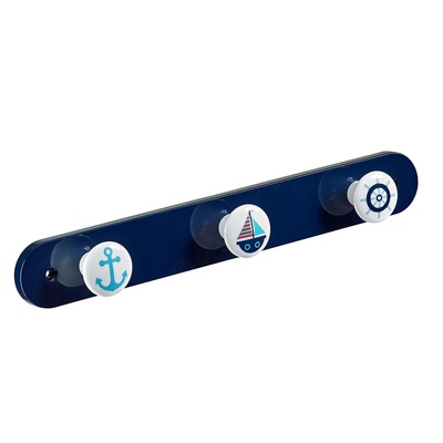 Clothes rail „maritime“, 3 hooks, 280 x 40 x 32 mm, plastic multicoloured