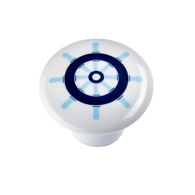 Bouton de meuble, Plastique, blanc, bleu