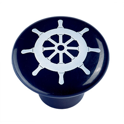 Bouton de meuble, Plastique, bleu, blanc