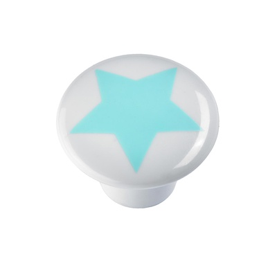 Bouton de meuble, Ø 32 x 24 mm, Plastique, blanc, menthe