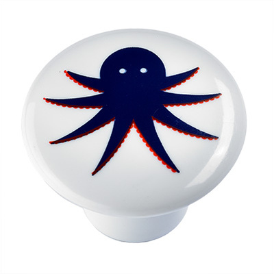 Bouton de meuble, Plastique, blanc, bleu