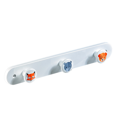Clothes rail „Animals“, 3 hooks, 280 x 40 x 32 mm, plastic multicoloured