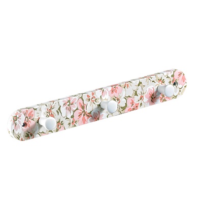 Clothes rail, 3 hooks, 280 x 40 x 30 mm, plastic flower motif
