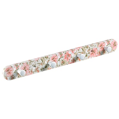 Clothes rail, 4 hooks, 380 x 40 x 30 mm, plastic flower motif