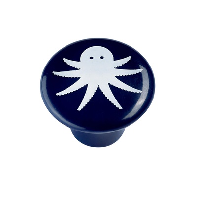 Bouton de meuble, Plastique, bleu, blanc