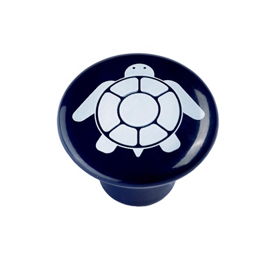 Bouton de meuble, Plastique, bleu, blanc